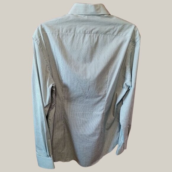 Zara Man Tailored Fit Checkered Long Sleeve Cotton Shirt Black/White Size 16 - Picture 2 of 10